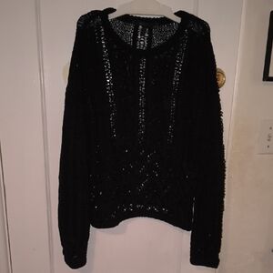 BCBGMaxAzria | Midnight Black Knit Crew Neck Sweater